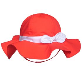 Children's Outdoor Sun Beach Hat With Bow For Baby Girls(Orange)