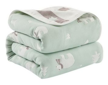 Six-layer Gauze Towel Cotton Blanket Autumn Children's Nap Blankets, Light Green