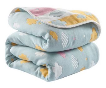 Six-layer Gauze Towel Cotton Blanket Autumn Children's Nap Blankets, Blue Clouds