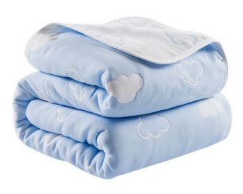 Six-layer Gauze Towel Cotton Blanket Autumn Childrens Baby Napping Blanket, Blue