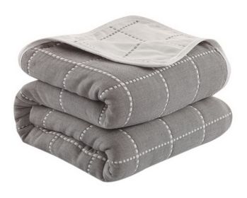 Six-layer Gauze Towel Cotton Blanket Autumn Childrens Nap Blanket, Gray Lattices