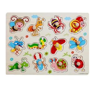 Babies And Kids Wood Jigsaw Puzzle Educational Puzzle Toys (Insects Learning)