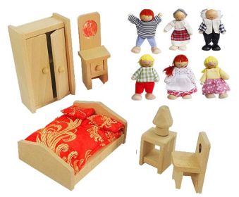 Lovely High-grade Wood Play House Toys Dolls Bedroom Furniture Model Toys