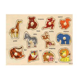 Grasping Wooden Puzzle Toy Children Early Learning Jigsaw Toys  Animals-708