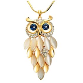 Fashion Clothes Accessory Sweater Pendants Golden Owl Long Sweater Chain Pendant Necklace