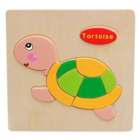 Children's Educational Toys World Wooden 3D Three-dimensional Jigsaw Baby Puzzle Toys, tortoise