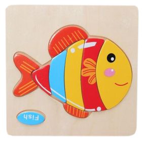 Children's Educational Toys World Wooden 3D Three-dimensional Jigsaw Baby Puzzle Toys, Fish