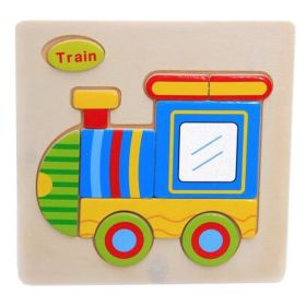 Children's Educational Toys World Wooden 3D Three-dimensional Jigsaw Baby Puzzle Toys, Train