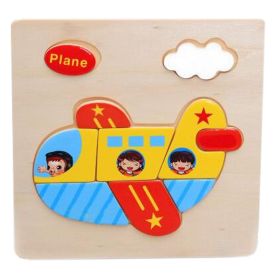 Children's Educational Toys World Wooden 3D Three-dimensional Jigsaw Baby Puzzle Toys, Aircraft