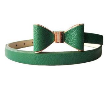 Children Belt Bow-knot Skirt Belt Artificial Leather Decorative Belt, Green