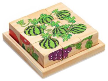 Wooden Cube Puzzle Funny Kids Wooden Cube Puzzle with A Wooden Tray 6 Puzzles in 1 set (9 pcs) #8