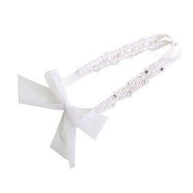 Infant Baby Butterfly Design With Beads And Rhinestone Hairband-Creamy White