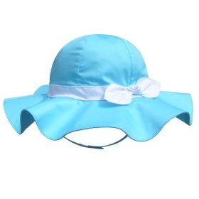 Children's Outdoor Sun Beach Hat With Bow For Baby Girls(Blue)
