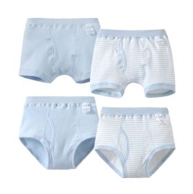 Set of 4 New Style Children's Underwear Cotton Boys Briefs BLUE, Height 95-105cm