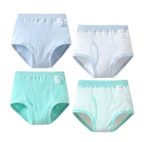 Set of 4 New Style Children's Underwear Cotton Boys Briefs, Blue Green, Height 95-105cm