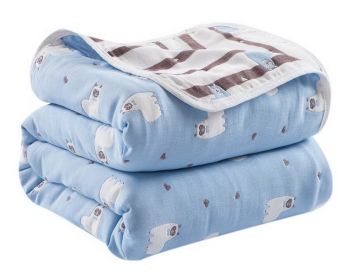 Six-layer Gauze Towel Cotton Blanket Autumn Children's Nap Blanket, Blue Alpacas