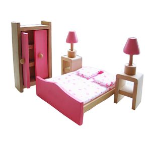 Cute Kids Colorful Play House Toys Set Wooden Assembling Bedroom Furniture Toys